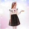 VKT Sequin Cat Face Leopard Bottom  Full Sleeves Frock 11827