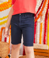 TAO Silver Button Navy Blue  Cotton Shorts 13123