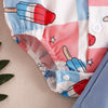 CN  Ice-Cream & Stars Print Romper Style 3 Piece Set & Bow With Gallance  14085